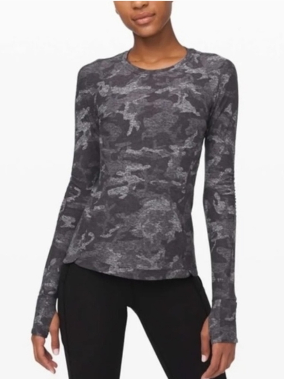 lulemon Runderful Long Sleeve Incognito Camo HTR Black - Size 4